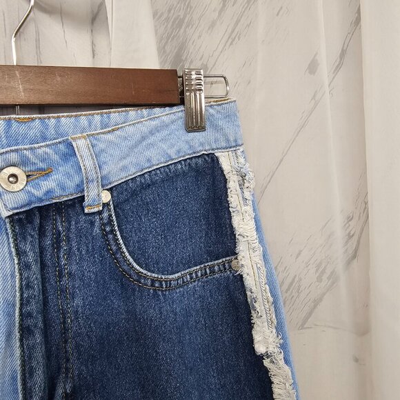Ragged Priest Blue Denim Raw Seam Patchwork Jeans Size 28 - Picture 4 of 16